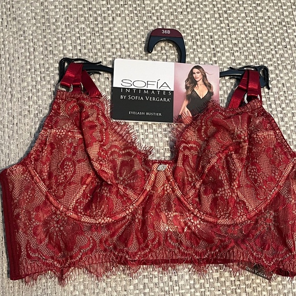 Sofia Intimates by Sofia Vergara Eyelash bustier Red Size 38B New with Tags - Picture 1 of 5